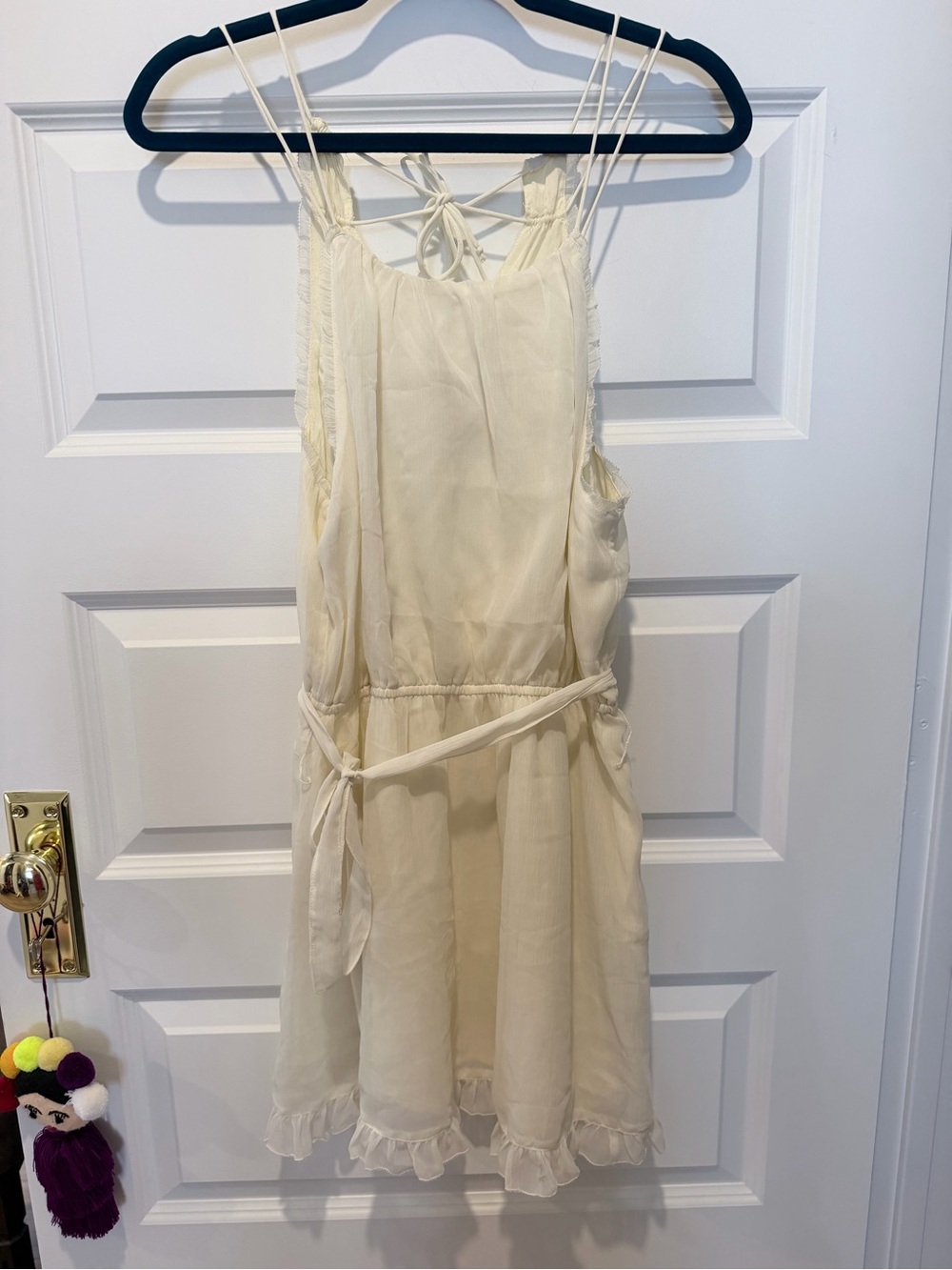Abercrombie & Fitch Cream Ruffle Hem Spaghetti Strap Dress